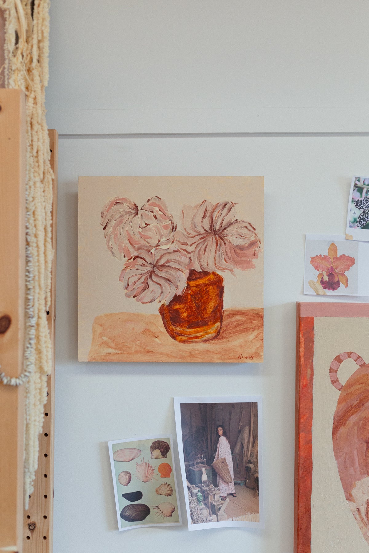 Flowers in Amber Vase I. ORIGINAL.