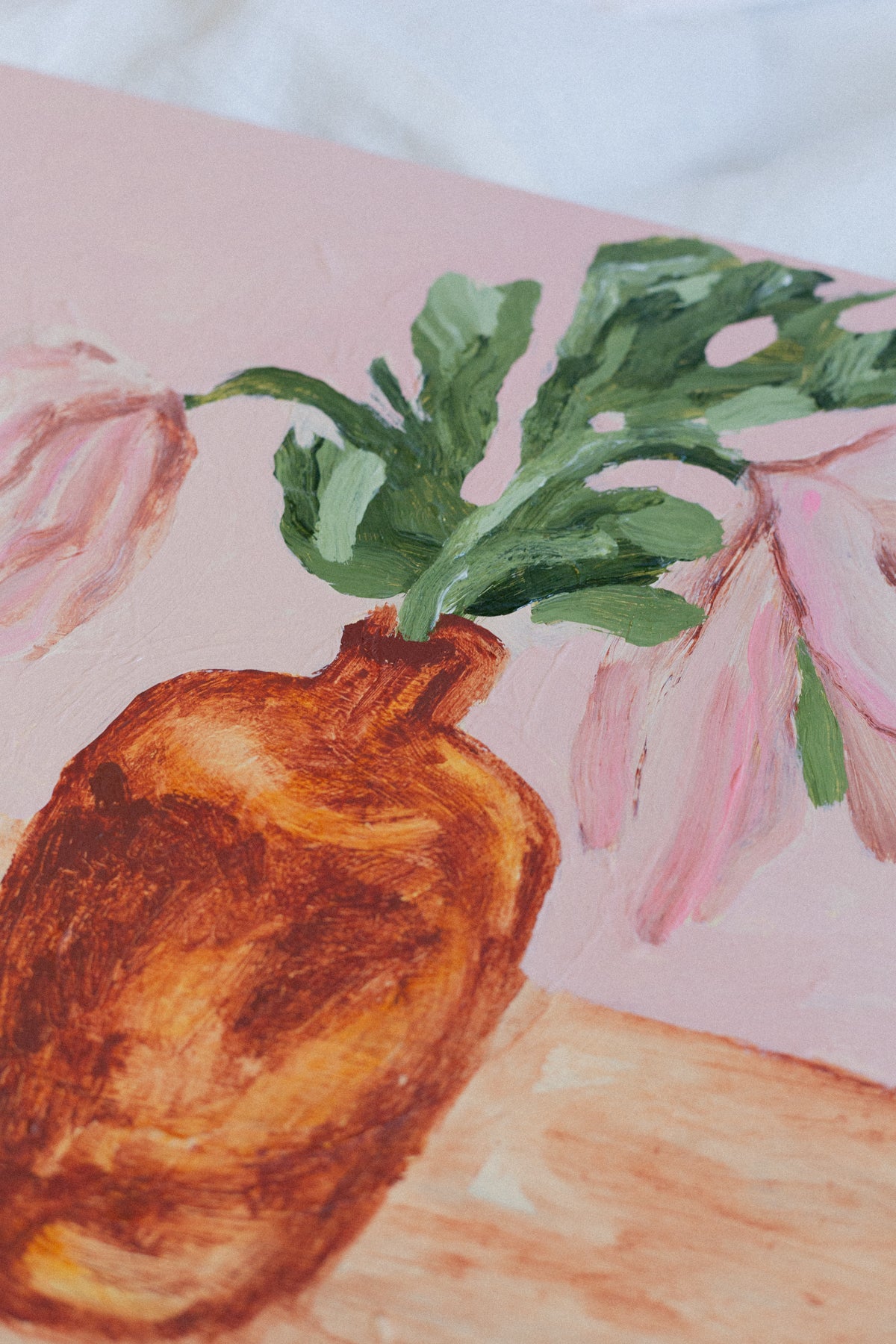 Flowers in Amber Vase II. ORIGINAL.