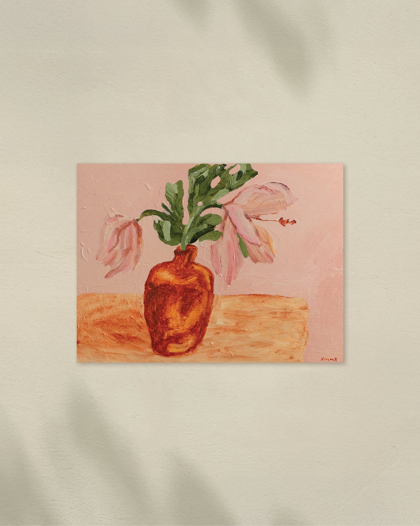 Flowers in Amber Vase II. ORIGINAL.